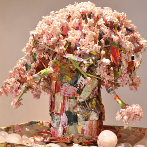 モバイル茶室_桜の立体物